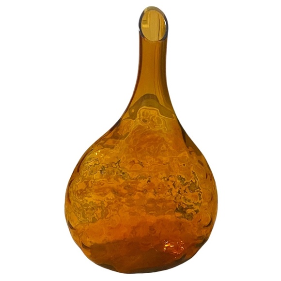 Vintage Blenko Amber Coin Dot Decanter Glass,  Amber - Picture 1 of 7